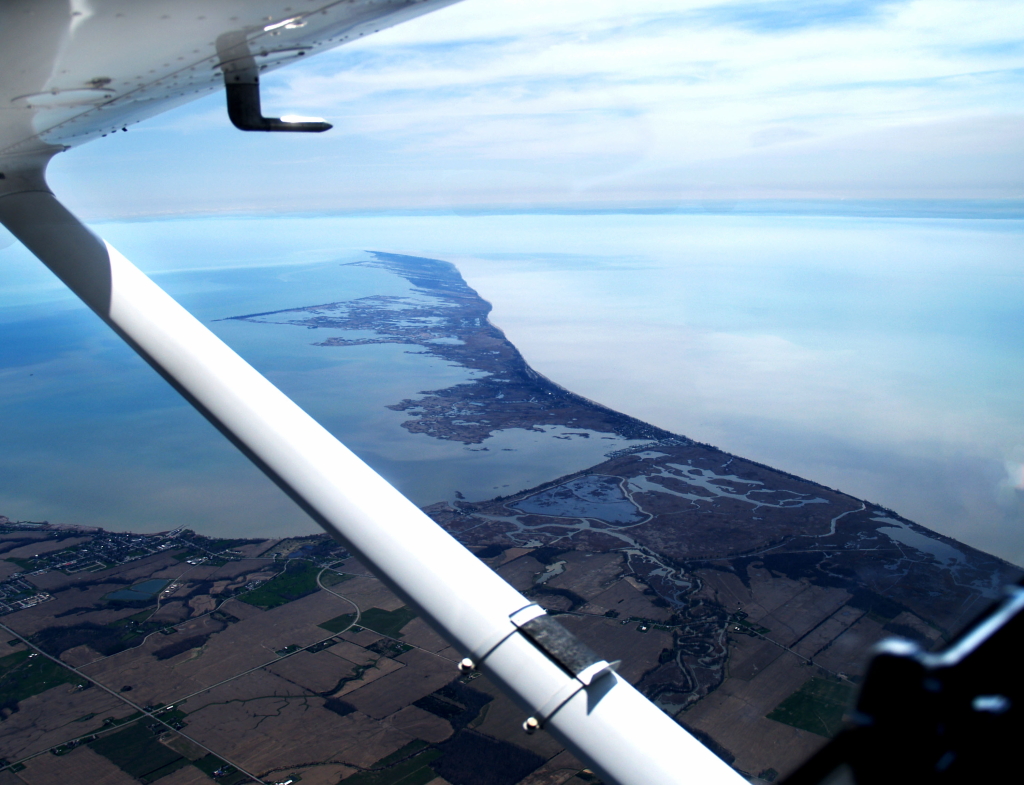 Aerial photography of Long Point, Ontario.