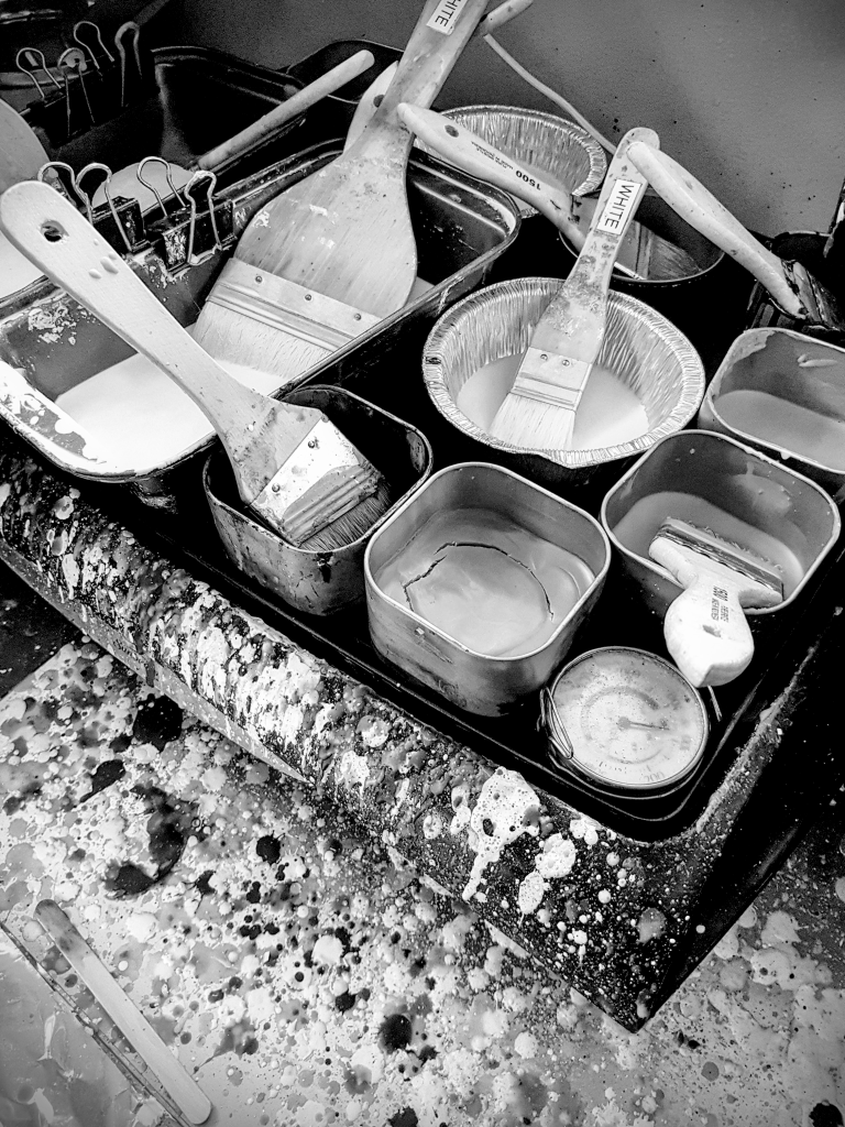 Encaustic paint on a hot skillet Encaustic-paint-on-a-hot-skillet
