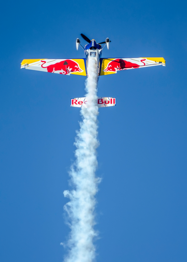 Pete McLeod soars upward in his Red Bull Edge 540. Pete McLeod soars upward in his Red Bull Edge 540.