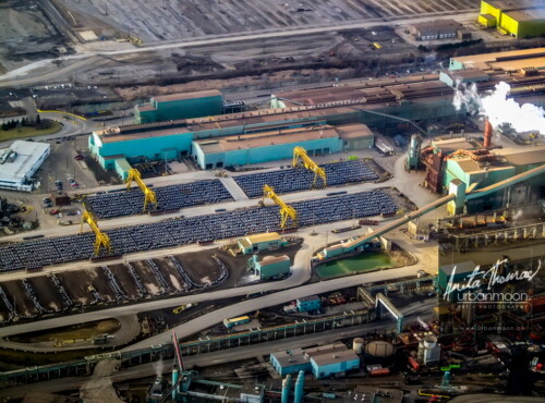 Aerial photography – ArcelorMittal Dofasco in Hamilton, Ontario.
© Anita Thomas - Urbanmoon. All Rights Reserved. aerial of arcelormittal dofasco
