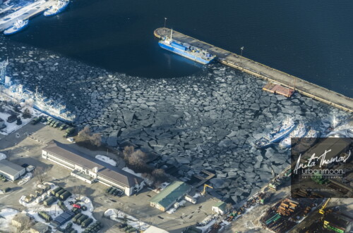 Aerial photography - Hamilton, Ontario in winter in the portlands.
(C)Anita Thomas All Rights Reserved. aerial photography of hamilton ontario