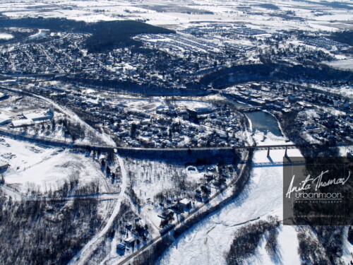 Aerial photography - Paris, Ontario and the Grand River with the Niagara Escarpment.
(C)Anita Thomas All Rights Reserved. aerial photography of paris ontario