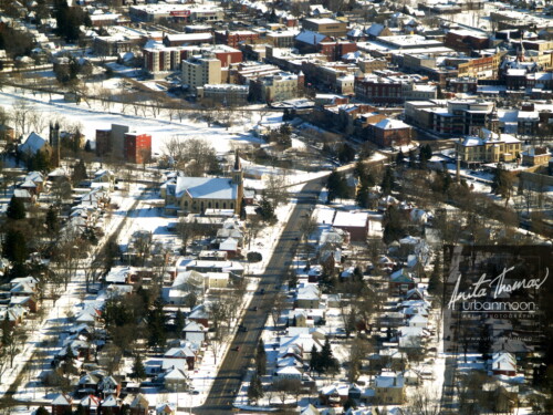 Aerial photography - Stratford, Ontario in winter
(C)Anita Thomas All Rights Reserved. aerial photography of stratford in winter