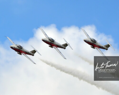 Aviation photography - Canadian Forces 431 Air Demonstration Squadron  (431 Squadron) is a Canadian icon comprised of serving members of the Canadian Forces. They fly the exceptionally robust Canadian designed and built CT-114 Tutor aircraft
© Anita Thomas - Urbanmoon. All Rights Reserved. canadian forces snowbirds