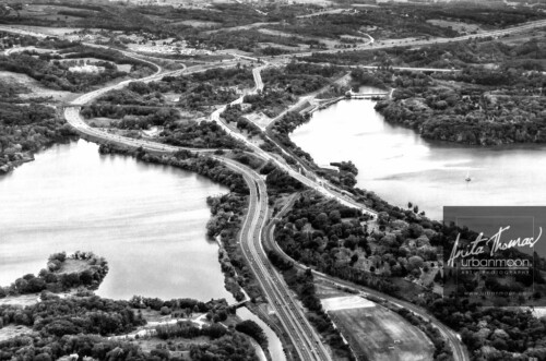 Aerial photography - Cootes Paradise and Highway 403 into Hamilton. 
(C)Anita Thomas All Rights Reserved. cootes paradise and highway into hamilton