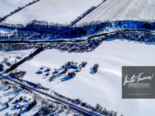 Aerial photography - A farm near the escarpment in the Golden Horseshoe area of Southern Ontario
© Anita Thomas - Urbanmoon. All Rights Reserved. farmland in the winter