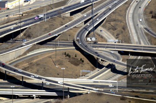 Aerial photography - Highway junction.
(C)Anita Thomas All Rights Reserved. highway junction aerial photo