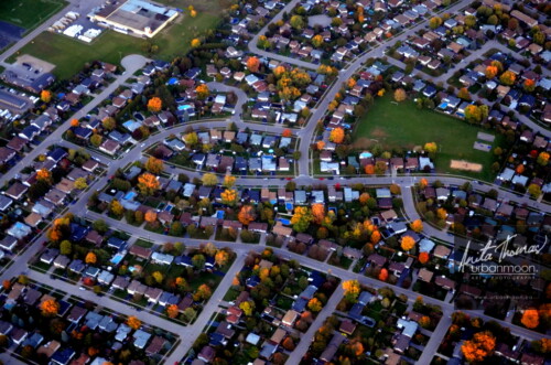 Aerial photography - A suburban neighbourhood in Brantford, Southern Ontario, Canada during Autumn.
(C)Anita Thomas All Rights Reserved. suburban houses aerial photography