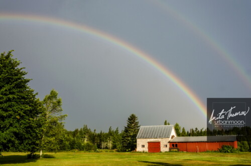 Landscape photography - Double rainbow at Indian Point Motel in Port Elgin, New Brunswick.
(C)Anita Thomas All Rights Reserved. double rainbow