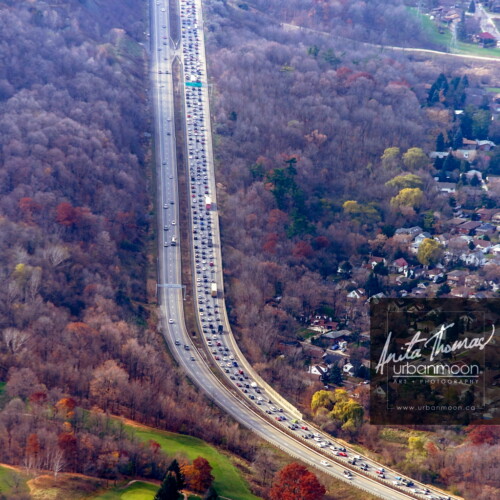 Aerial photography - Hamilton, Ontario and Highway 403 going up the Niagara Escarpment
© Anita Thomas - Urbanmoon. All Rights Reserved. highway going up the niagara escarpment