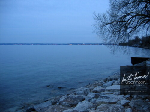 Landscape photography - Blue Moon? At dusk, looking toward Hamilton, Ontario, from the Burlington shore of Lake Ontario in Canada.
© Anita Thomas - Urbanmoon Photography. All Rights Reserved. lake ontario at dusk